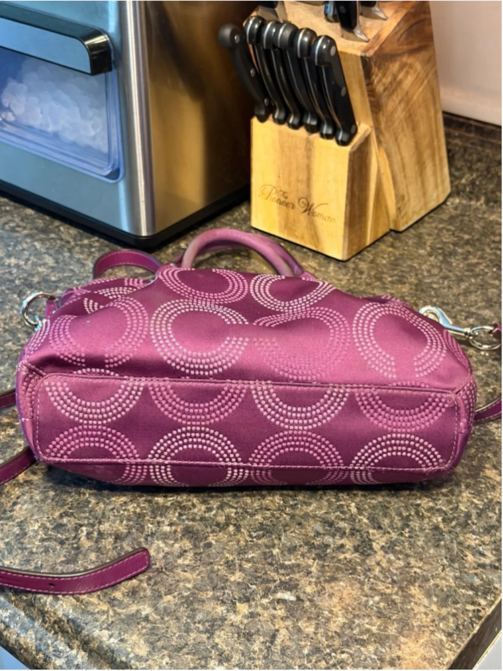 Coach Ashley Purple Dotted Op Art Satchel